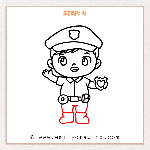 how to draw a police officer - Step 6